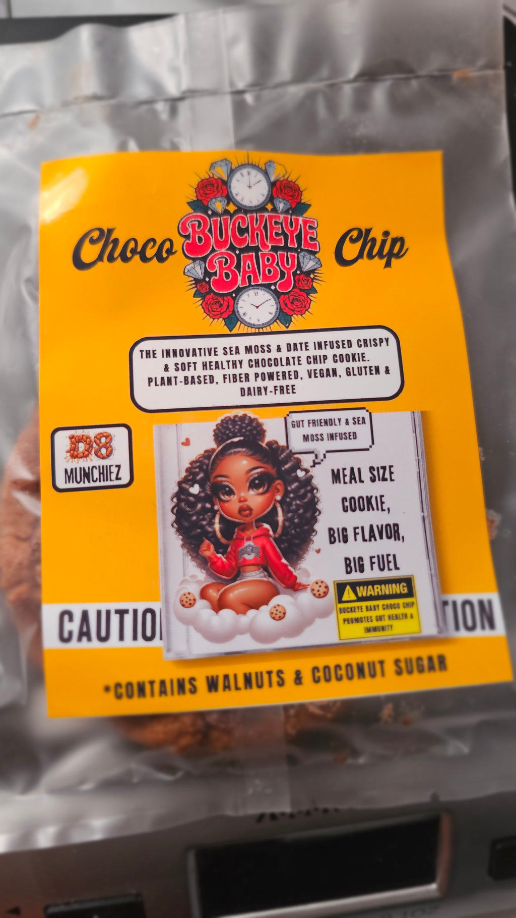 Chocolate Chip Cookie (Buckeye Baby) High Fiber, Gluten & Dairy Free Sea Moss Infused Chocolate Chip Cookie